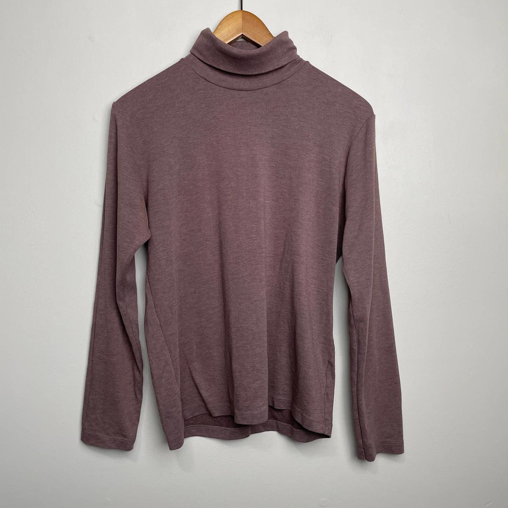 Uniqlo Turtle Neck Long Sleeve Cotton Blend Brown Shirt S